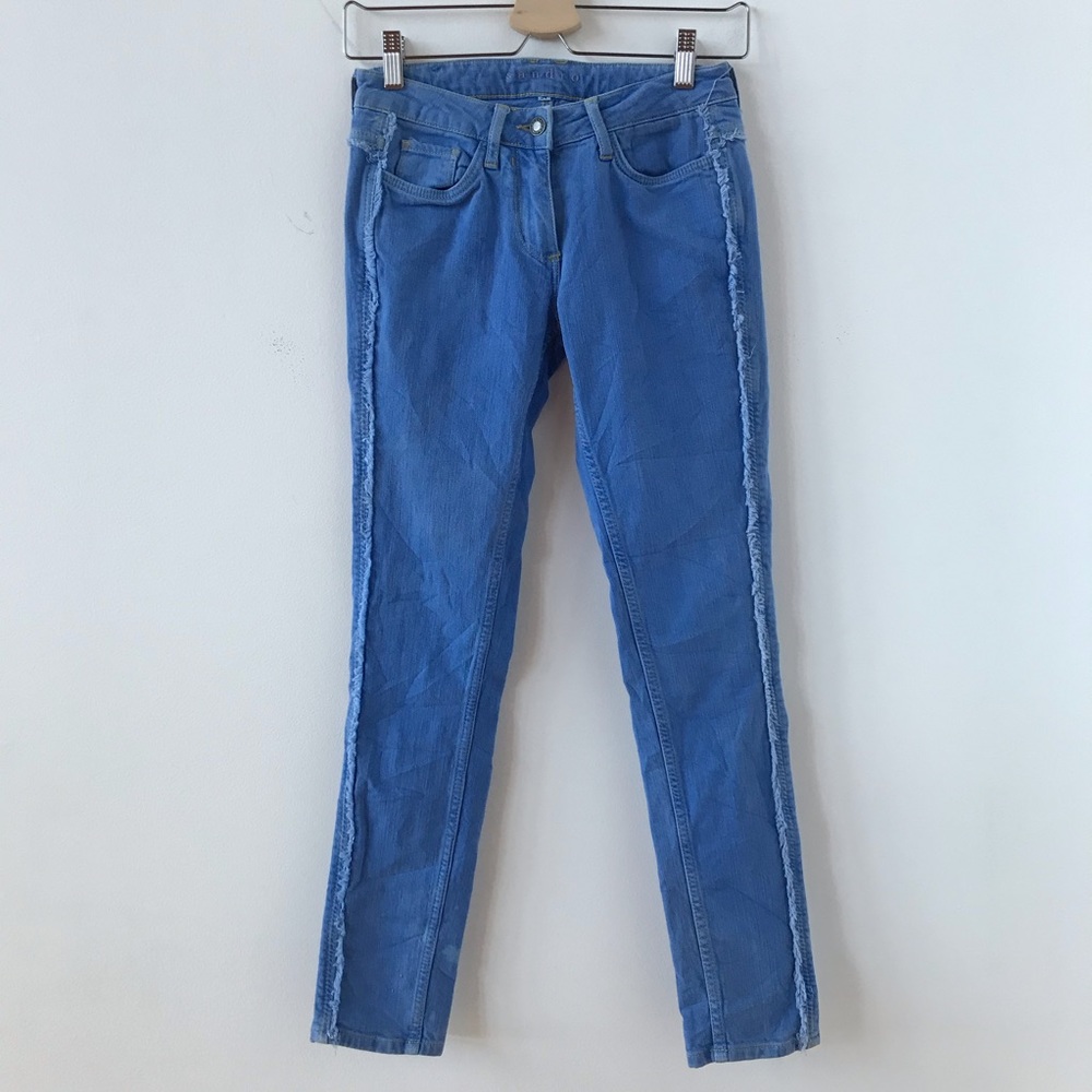 Sandro Paris sky blue frayed detail skinny jeans